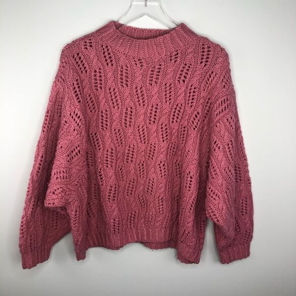 Express Dolman Hand Knit Sweater Pink VTG EUC L - Picture 2 of 5
